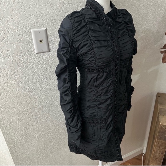 Johnny Was Pete & Greta Black Victorian Long Ruched Jacket 
size medium - Picture 7 of 12